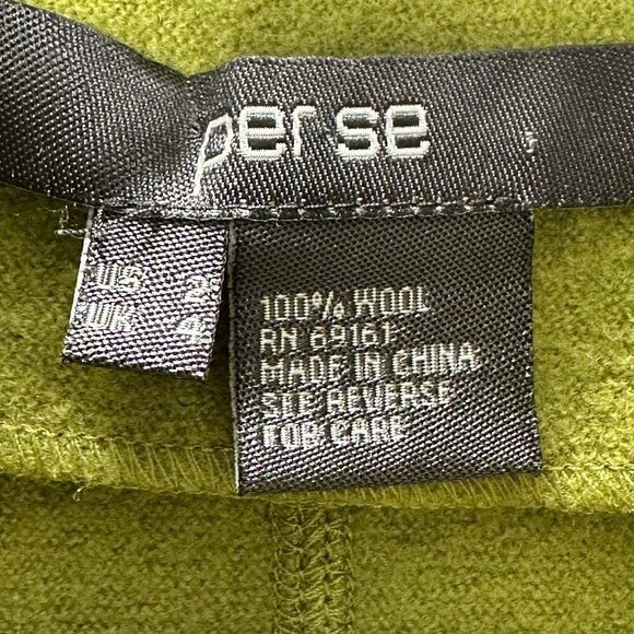 Per Se Jacket Womens 2 Green Wool Pockets Full Zip Mock Neck Collar - Picture 5 of 7